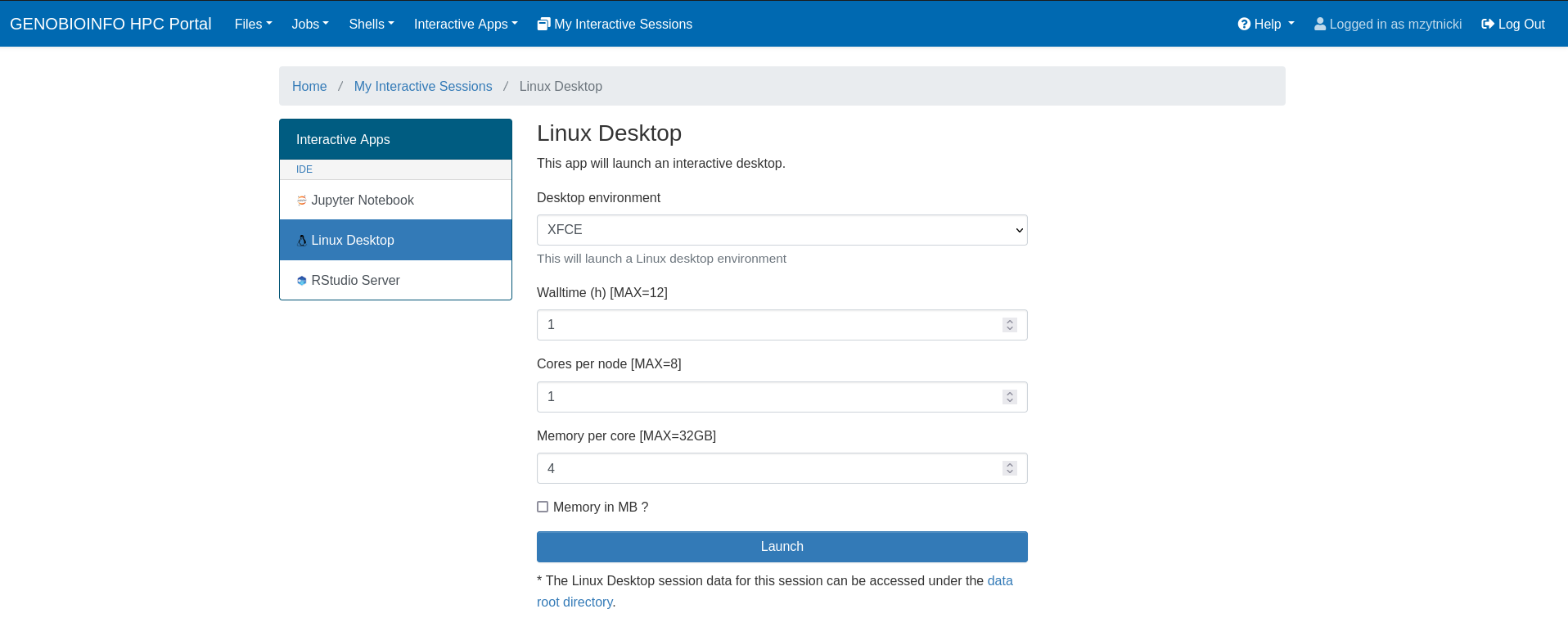 Linux Desktop startup page
