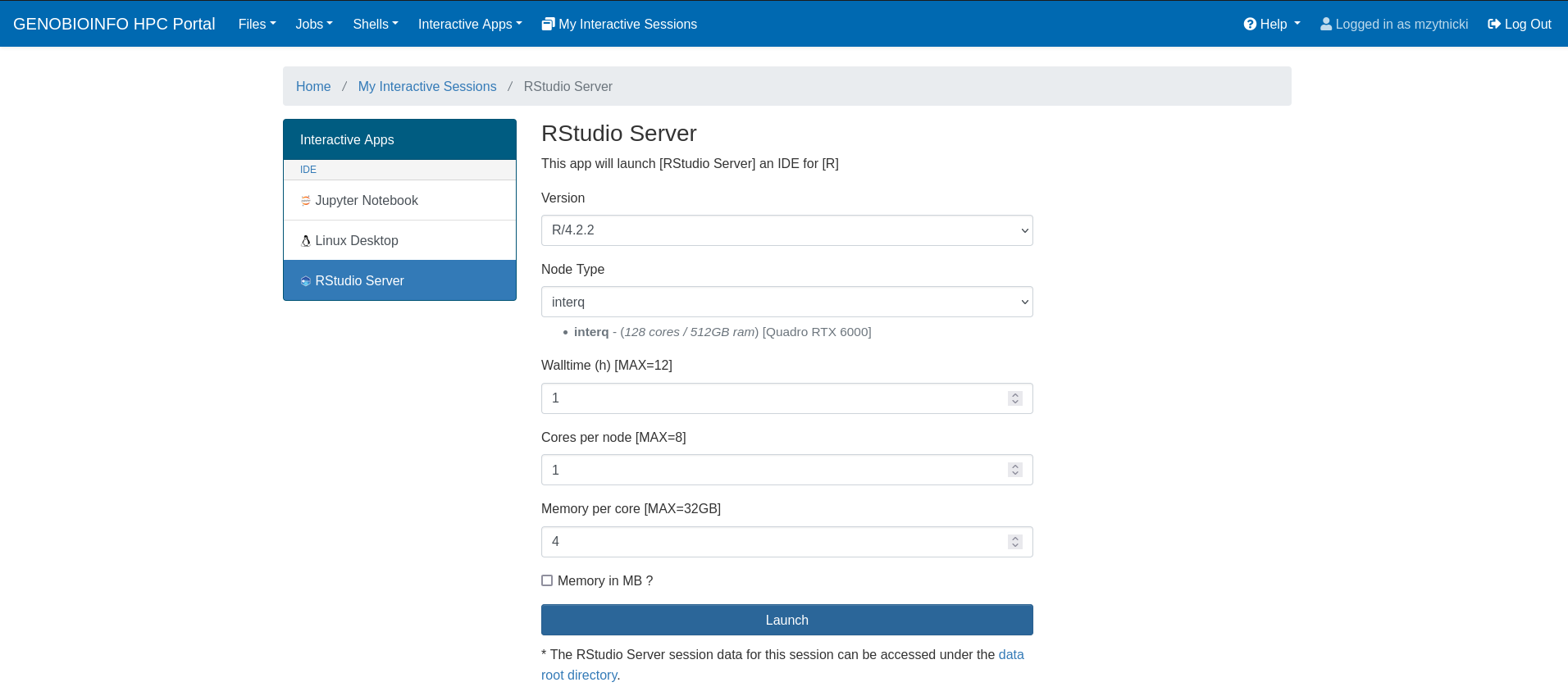 RStudio startup page
